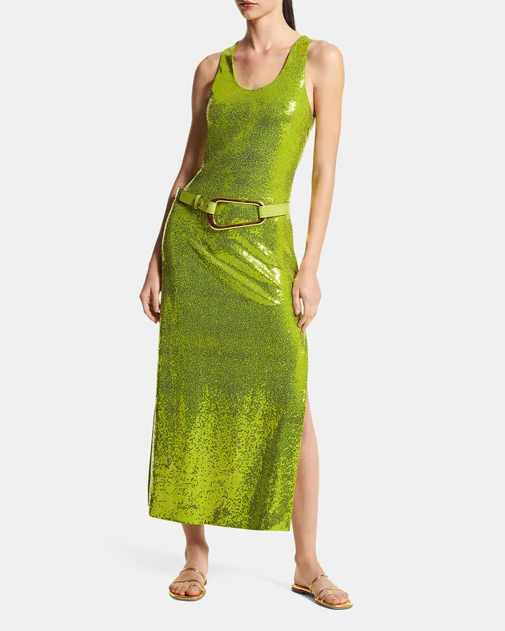 Sequin-Embellished Maxi Tank Dress