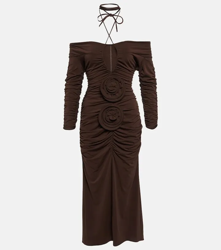 Off-the-shoulder cutout midi dress