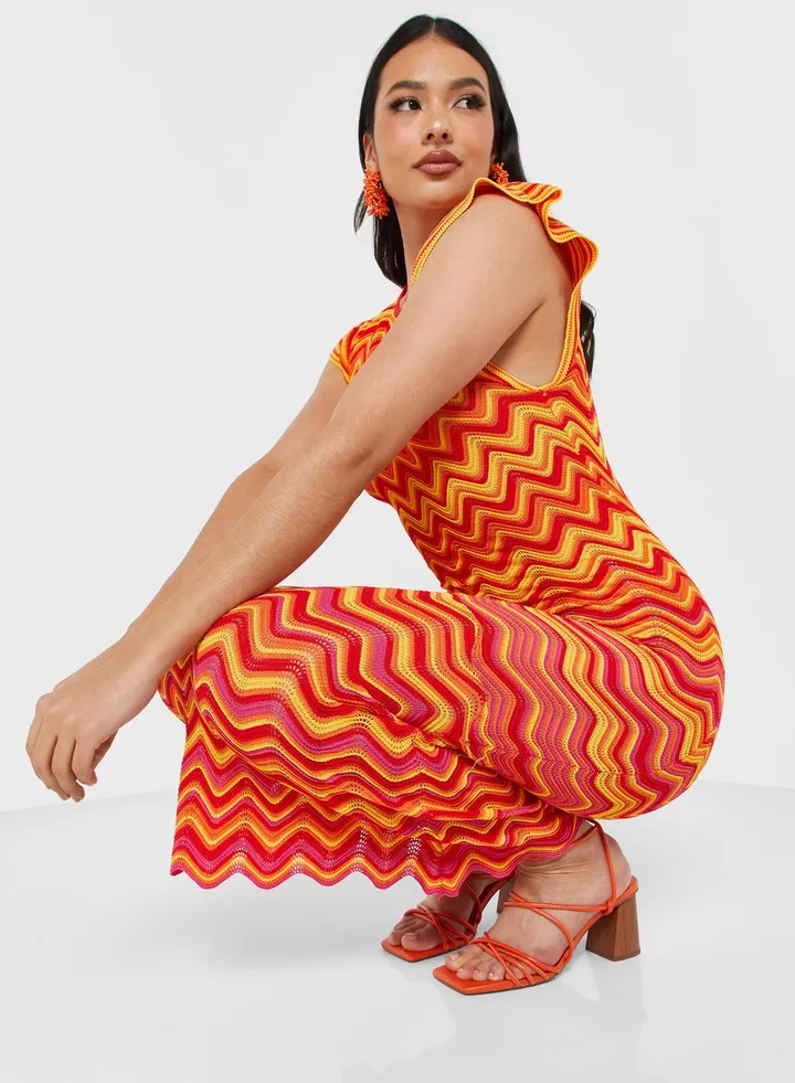 Ruffle Printed Dress