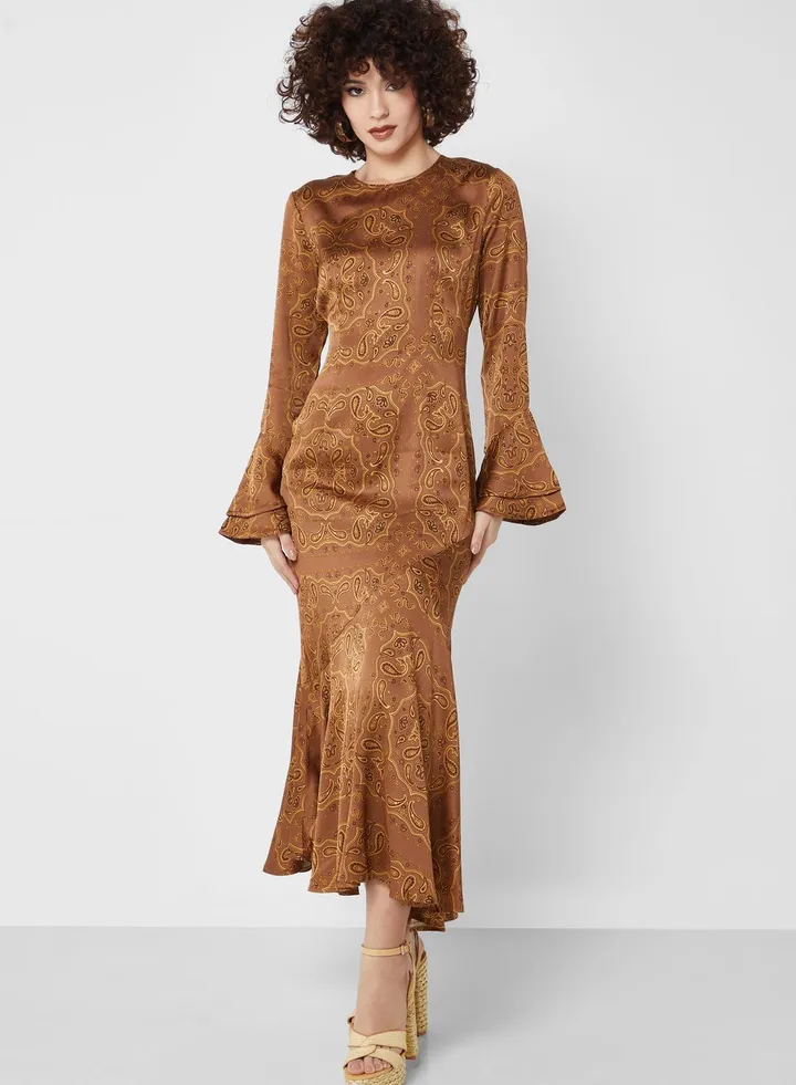 Flute Sleeves Bandana Dress