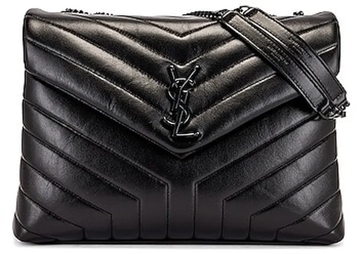 Saint Laurent Medium Supple Monogramme Loulou Chain Bag in Black