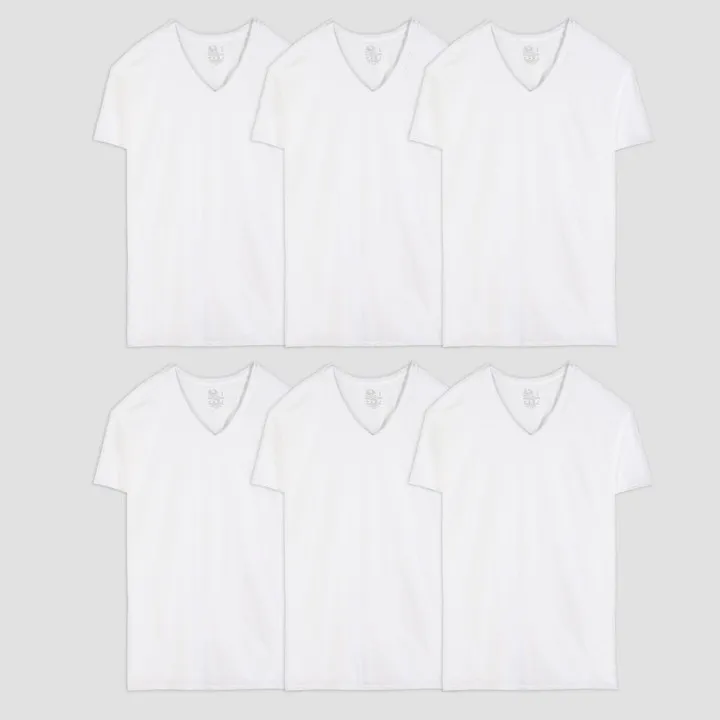 Fruit of the Loom Men's 6pk V-Neck T-Shirt - White S