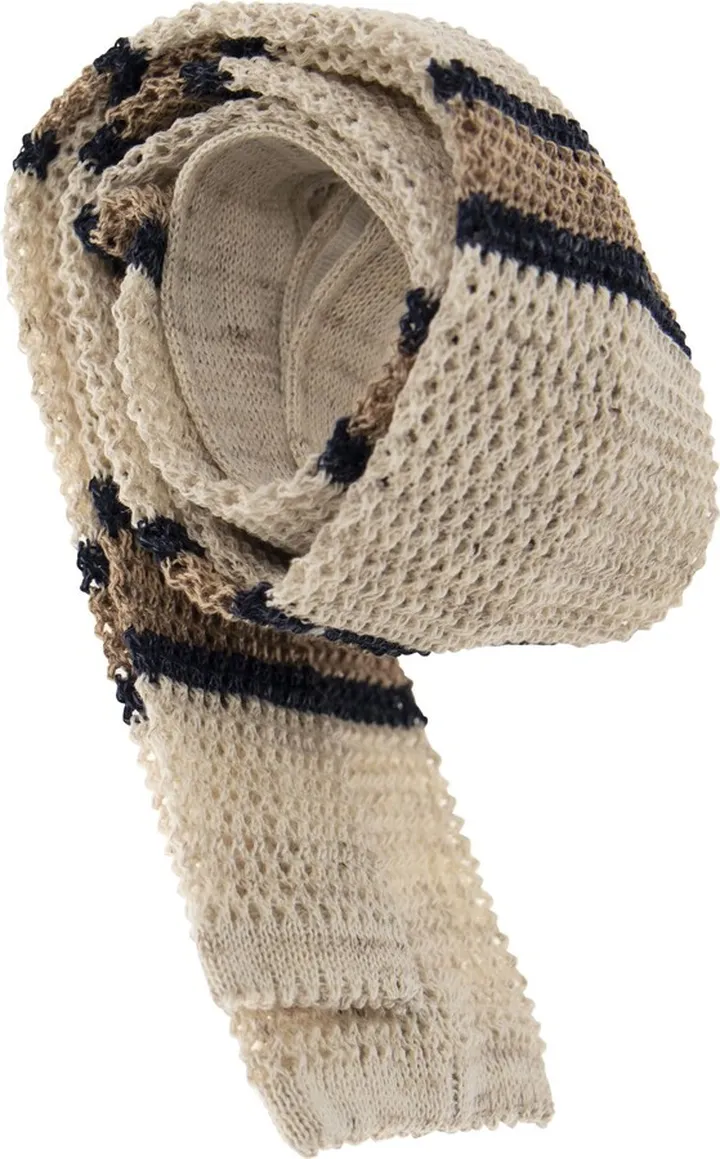 Striped Linen And Cotton Knit Tie