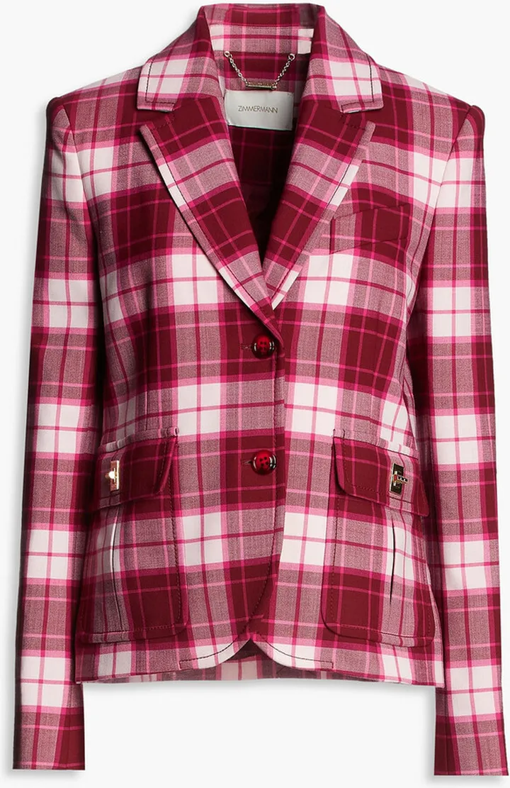 Checked woven blazer