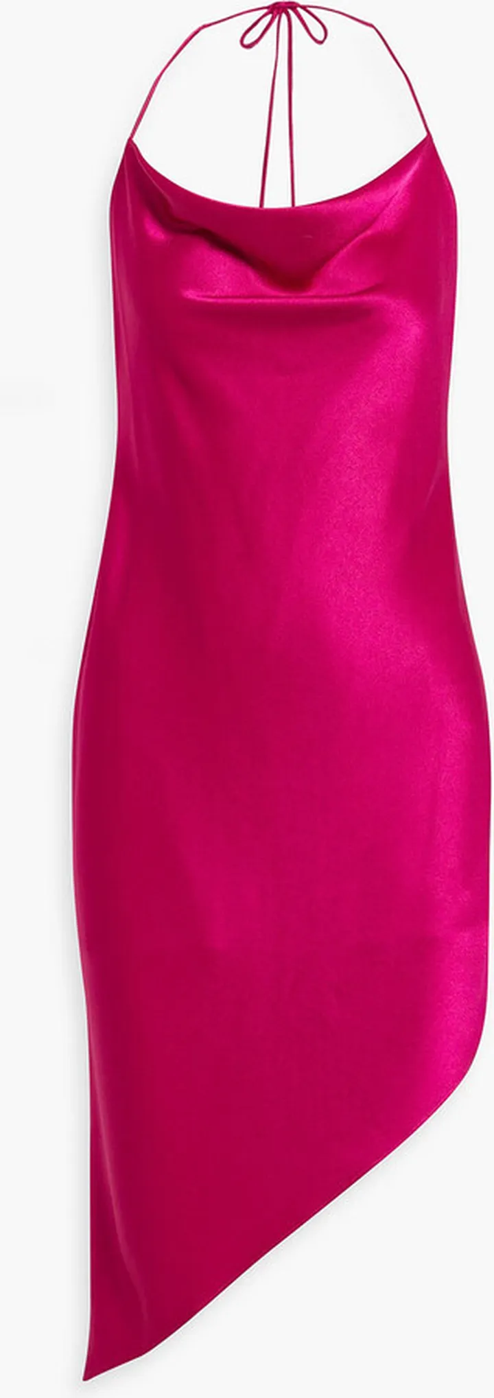 Harmony asymmetric satin-crepe halterneck mini dress