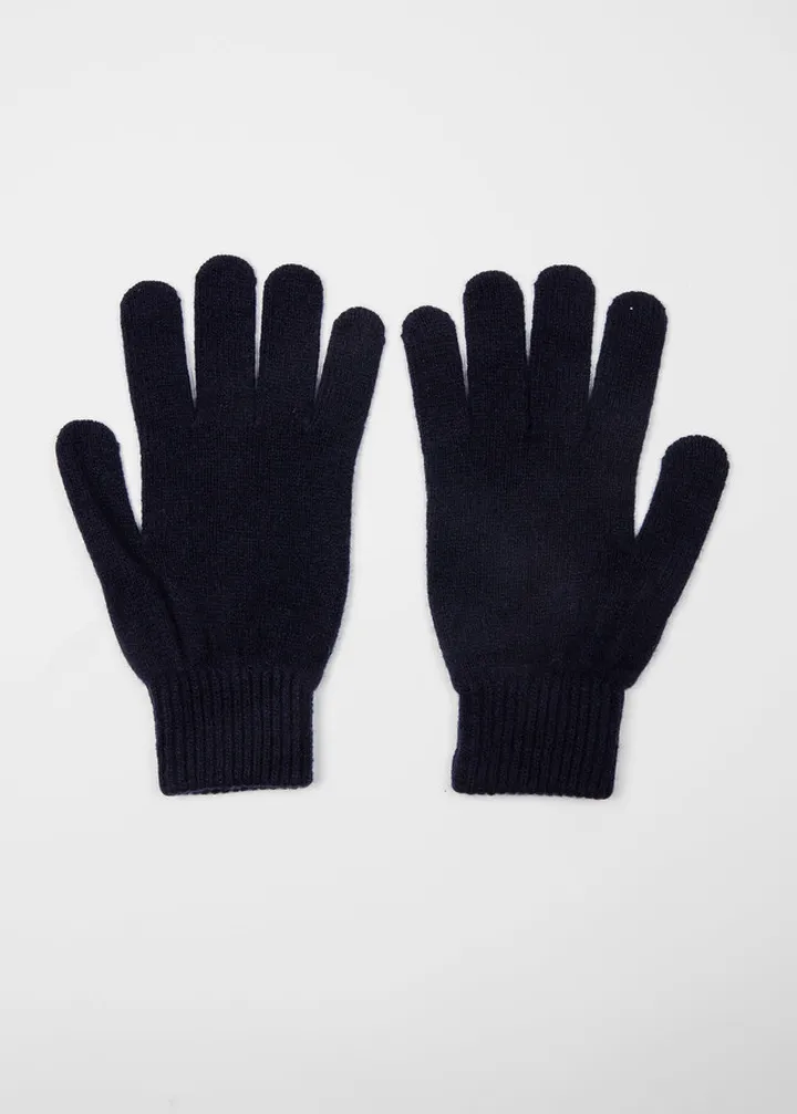Dark Navy Cashmere-Blend Gloves