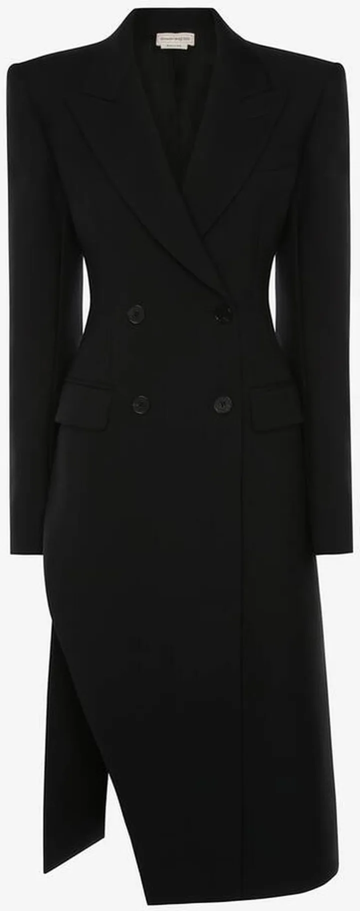 Women's Slashed Double-Breasted Tailored Coat In Black
