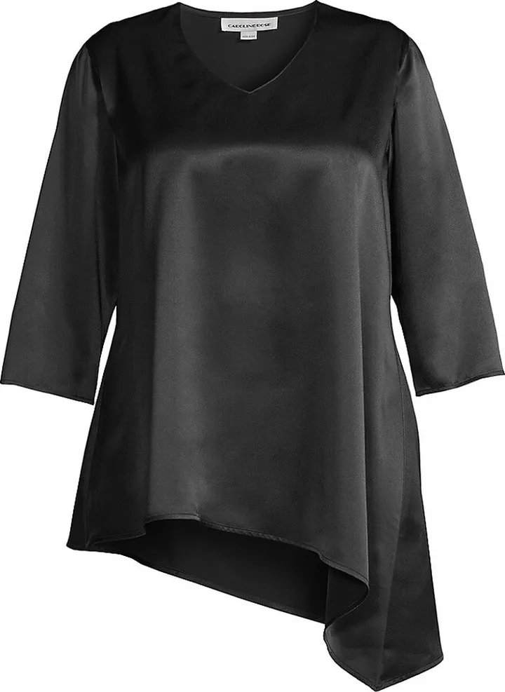 Plus Size Angle Asymmetric Satin Top
