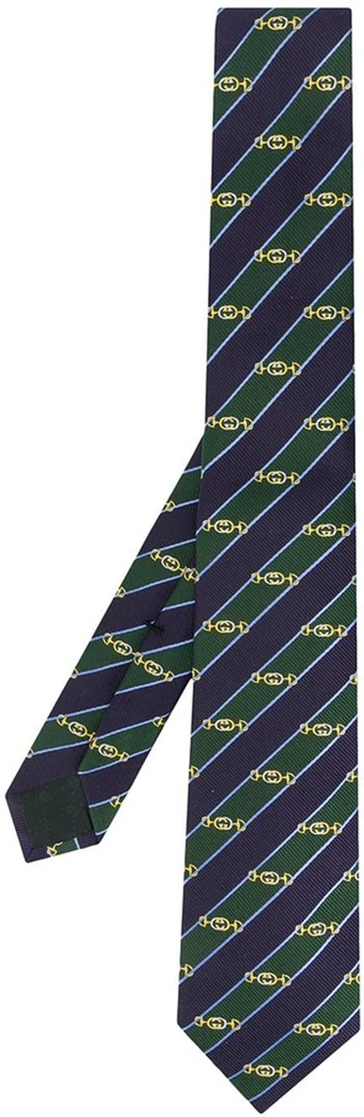 Horsebit-embroidered striped tie