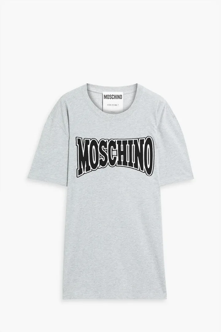 Embroidered mélange cotton-jersey T-shirt