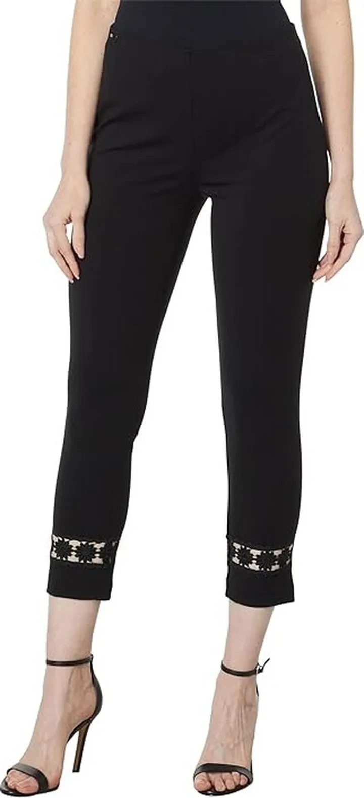 Lisette L Montreal Kathryne Embroidered Hem Crop (Black) Women's Casual Pants