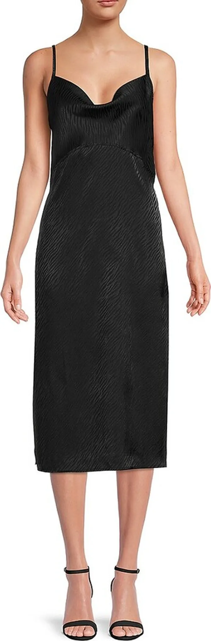 Satin Cowlneck Midi Dress