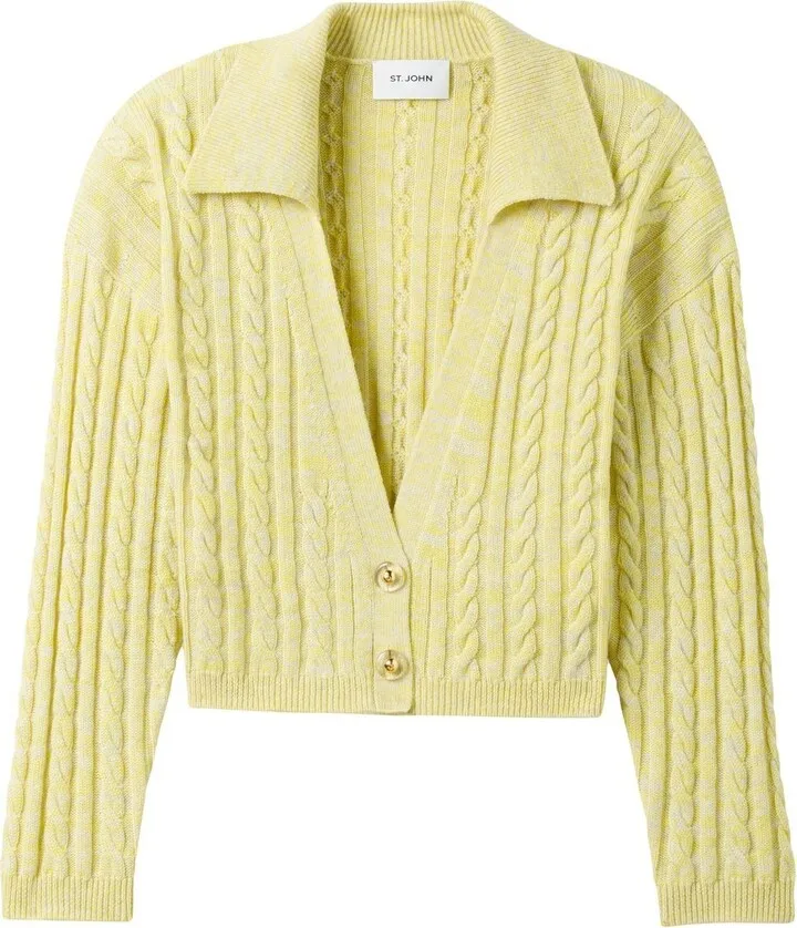 cable knit V-neck cardigan