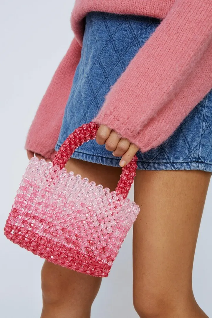Nasty Gal Womens Crystal Beaded Embellished Mini Bag