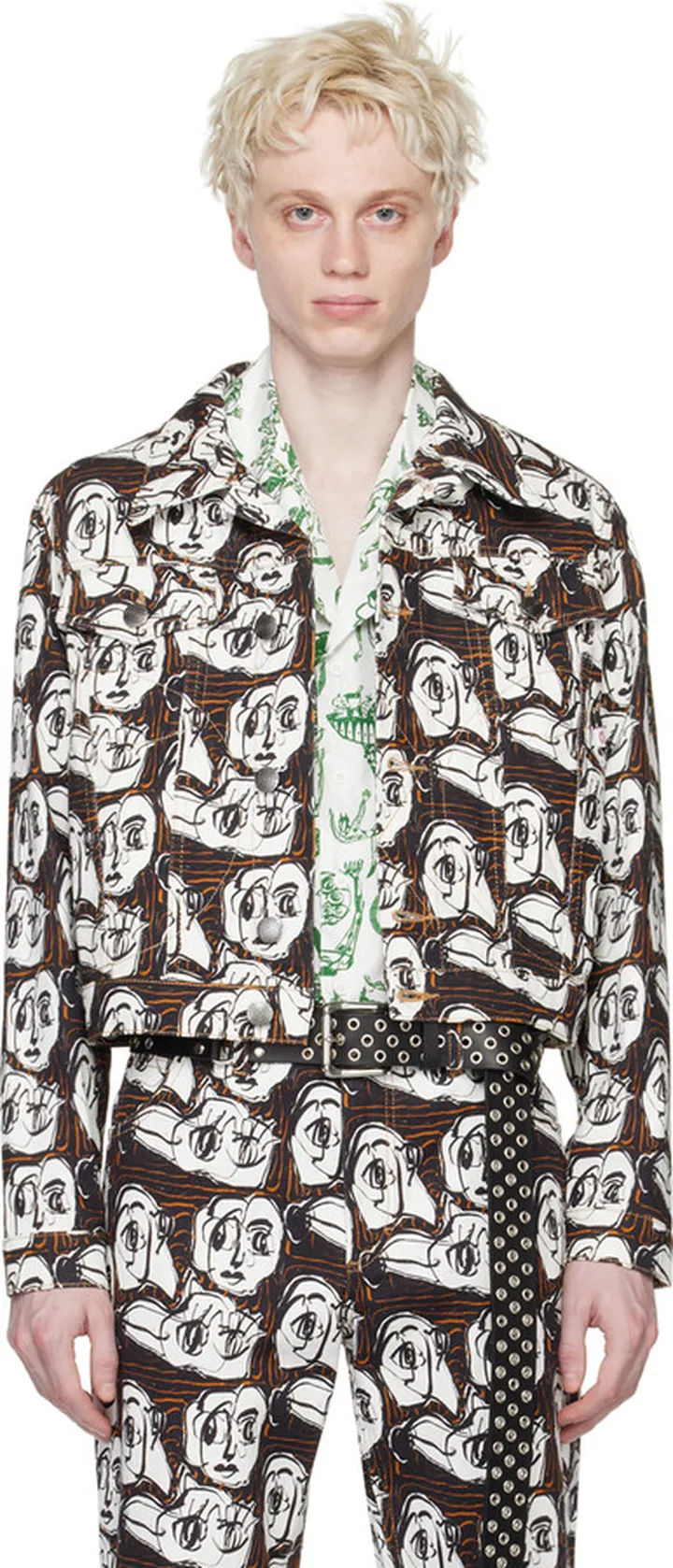 Charles Jeffrey Loverboy Navy & White Art Denim Jacket