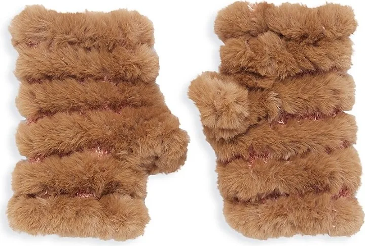 Mandy Knit Faux Fur Fingerless Mittens