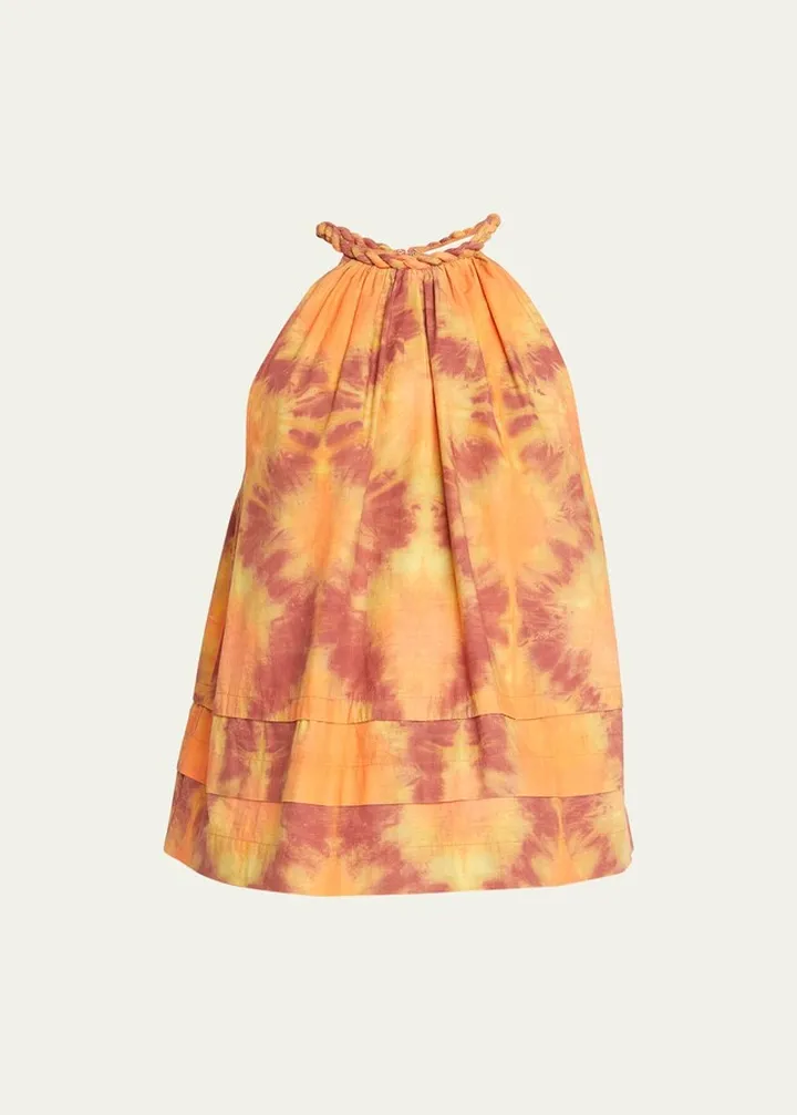 Wilda Printed Cotton Halter Tank Top
