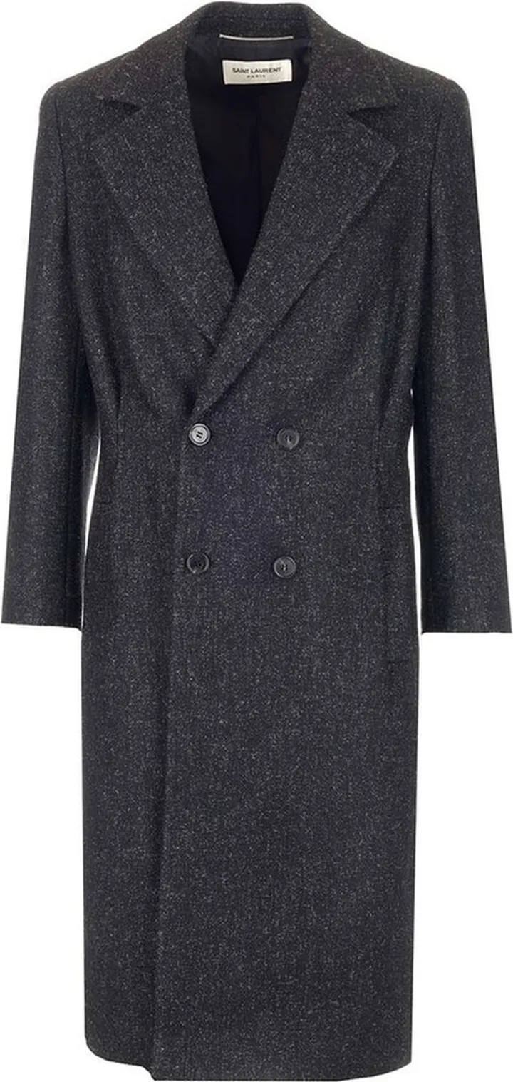 Saint Laurent Double-Breasted Long-Sleeved Coat
