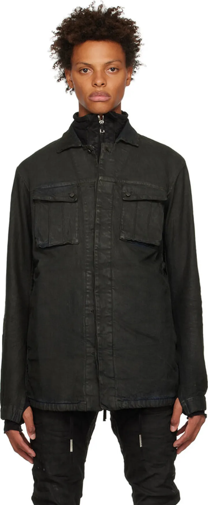Boris Bidjan Saberi Black Coated Denim Jacket
