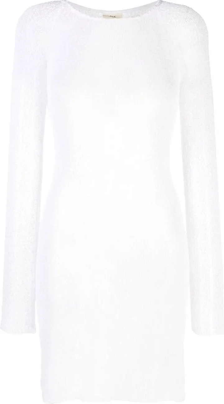 White Andy Open-Knit Mini Dress