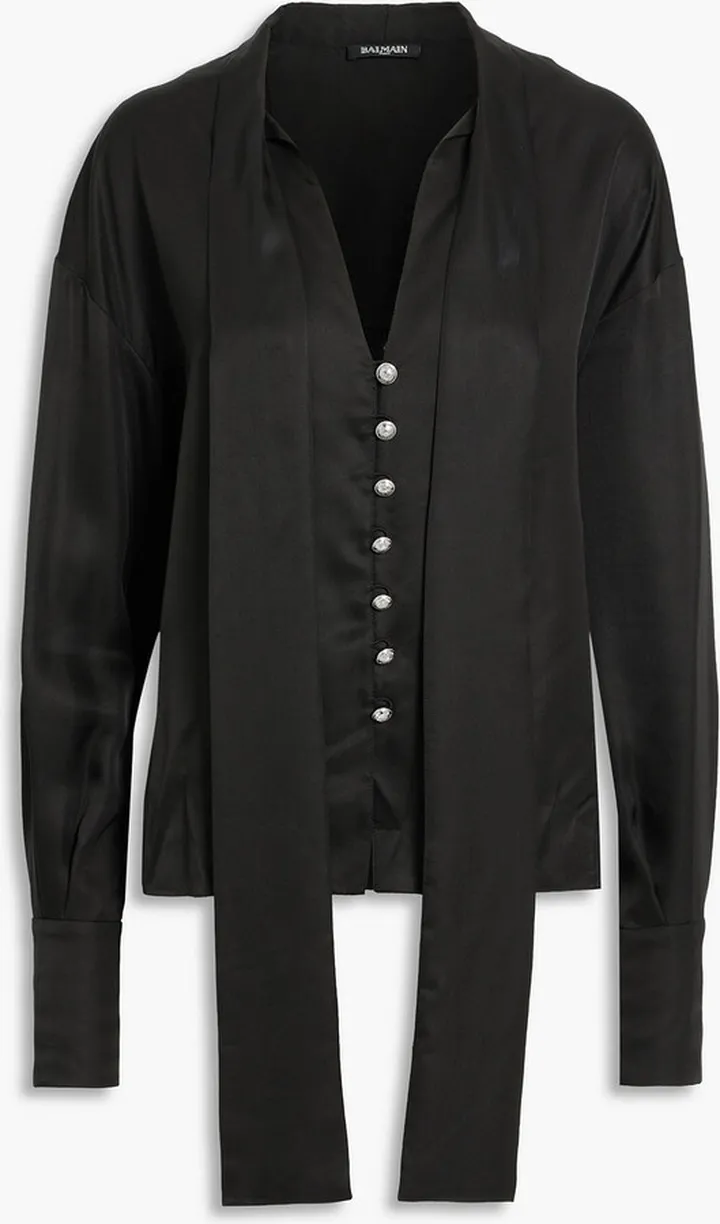 Draped silk-satin blouse