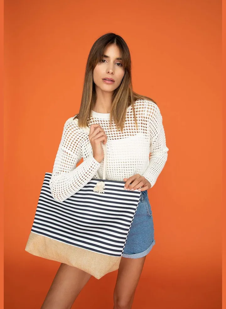 Striped Big Beach Bag