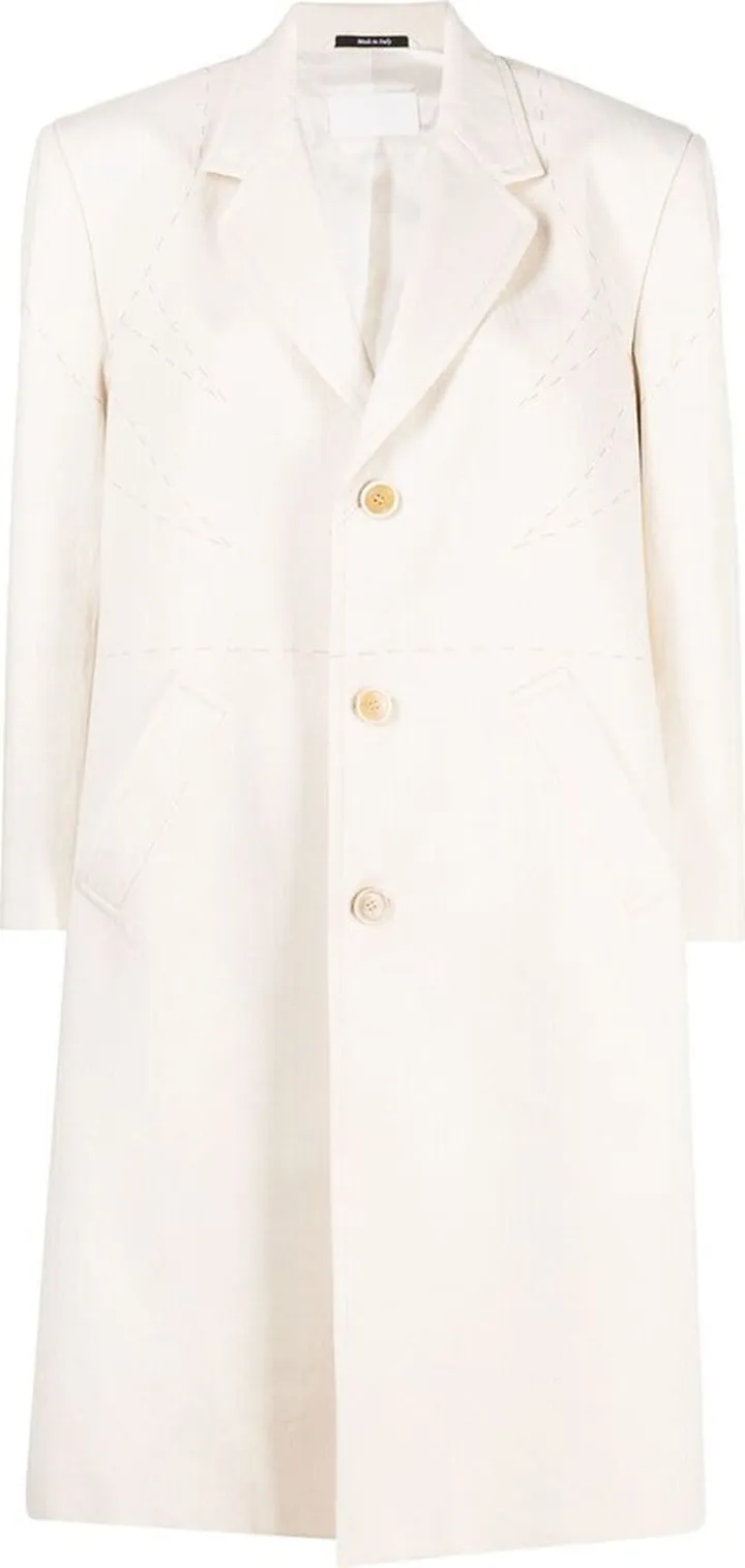 Stitch-Detail Single-Breasted Coat