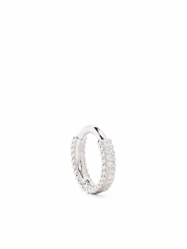 18kt White Gold Diamond Hoop Earring
