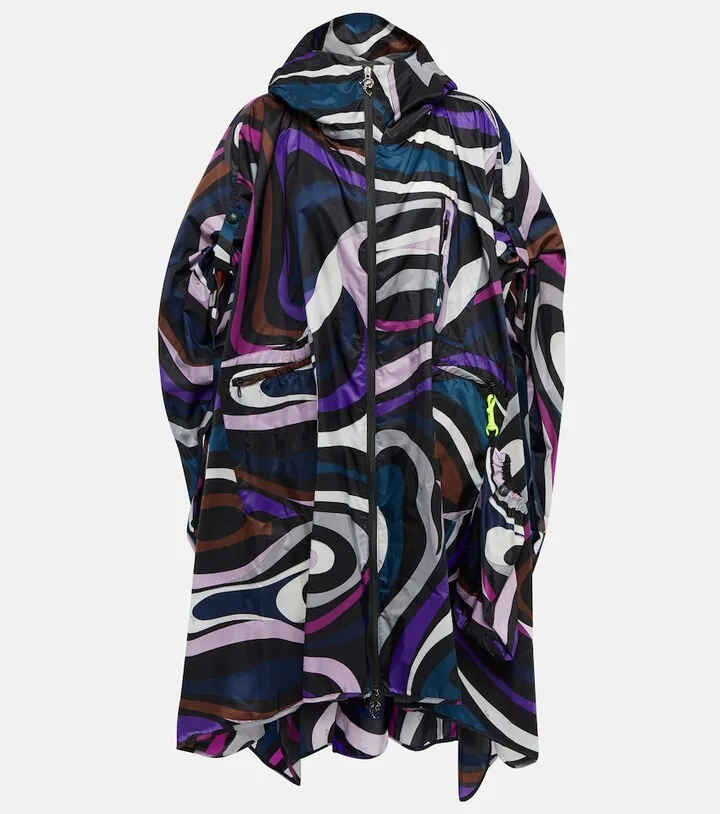 Printed hooded raincoat