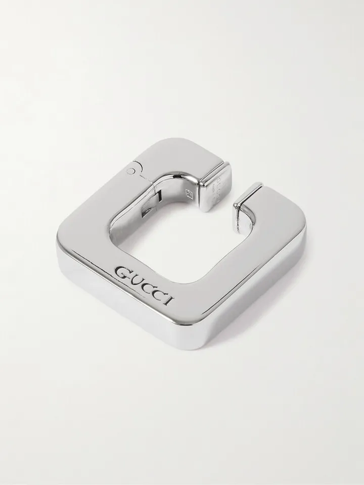Logo-Engraved Silver-Tone Ear Cuff