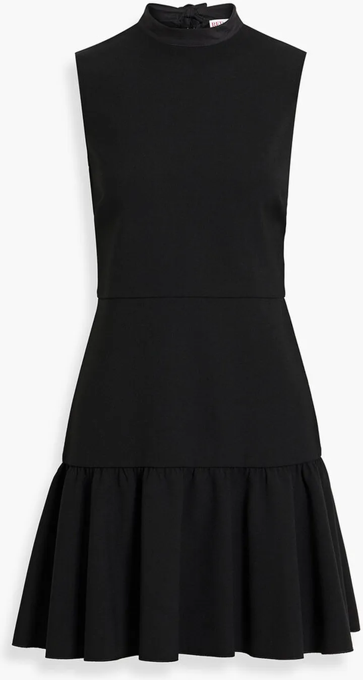 Tie-neck woven mini dress