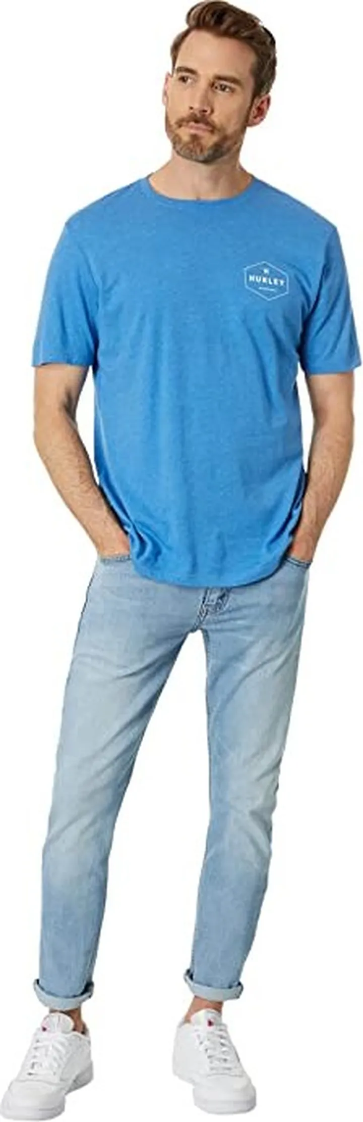 Hurley Floral Bar Short Sleeve Tee (Sea View) Men's Clothing