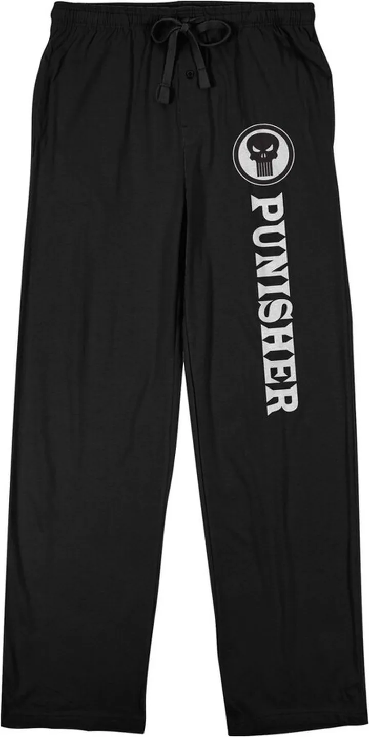 Marvel Universe Punisher Skull Logo Men’s Black Sleep Pajama Pants-3X-Large