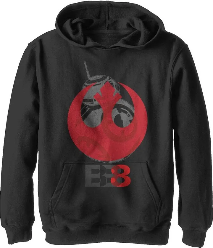 Boy's Star Wars The Last Jedi BB-8 Rebel Emblem Pull Over Hoodie - Black - Small