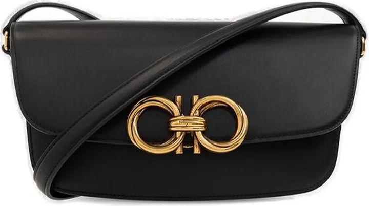 Salvatore Ferragamo Trapezio Logo Plaque Small Shoulder Bag