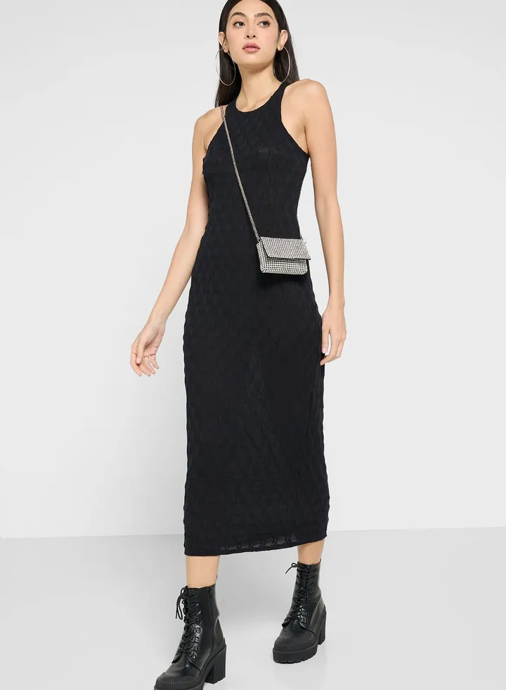 Diamond Textured Midi Dress