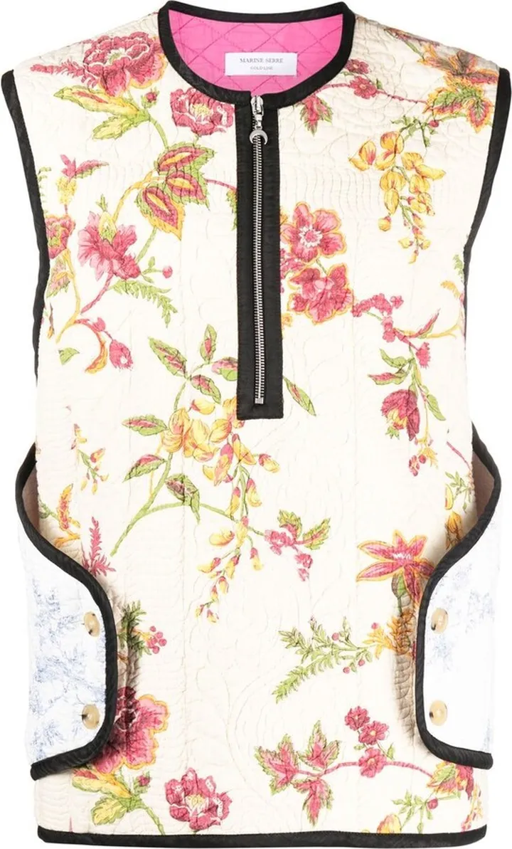 Floral-Print Sleeveless Jacket