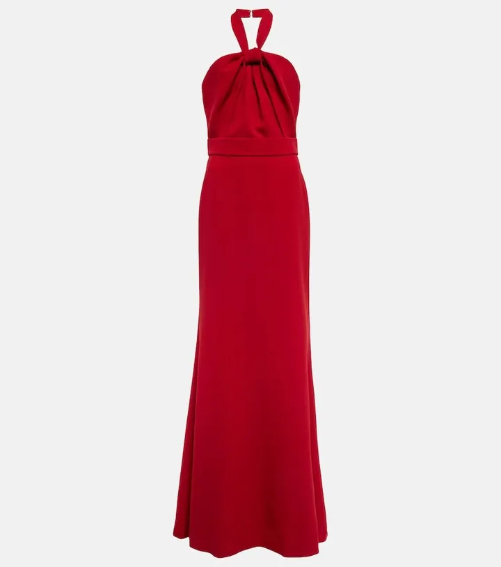 Draped halter crepe gown