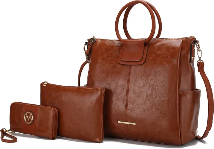 Zori Vegan Leather Women’s Tote Bag with pouch and wallet -3 pieces