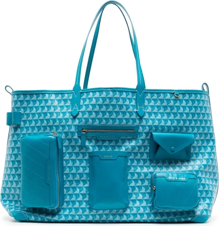 Monogram-Patten Multi-Pocket Tote Bag