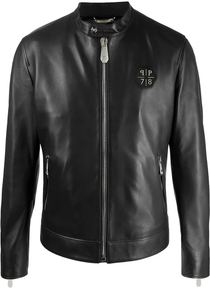 Logo-Patch Leather Jacket