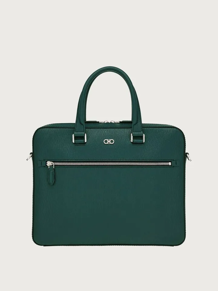 Ferragamo Men Gancini business bag Green