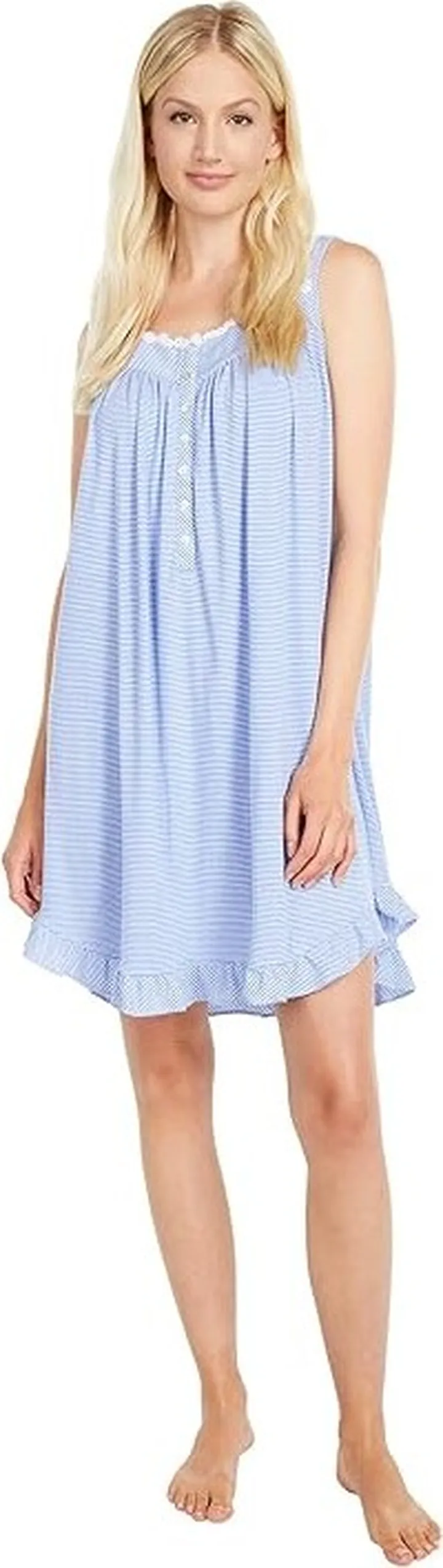 Eileen West Cotton Polyester Sleeveless Short Chemise (Dark Blue Stripe) Women's Pajama