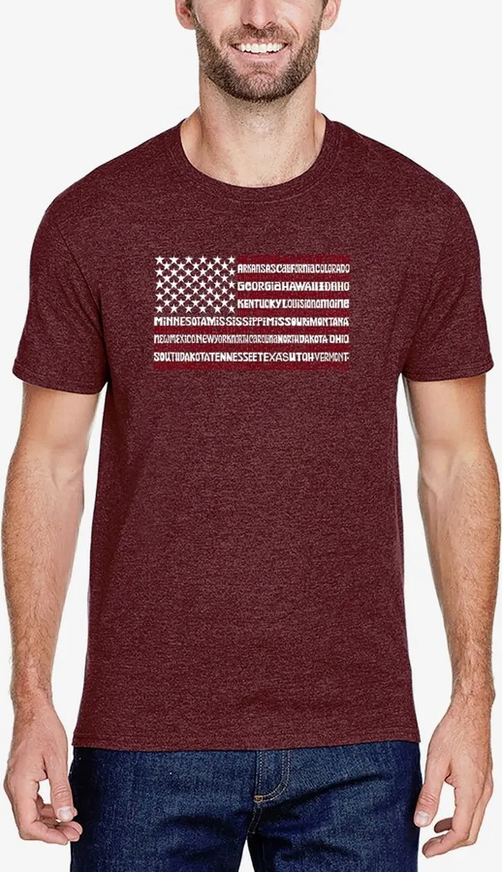 La Pop Art Men's Premium Blend Word Art Usa Flag T-shirt
