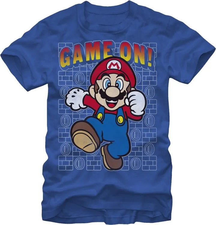 Men's Nintendo Game On T-Shirt - Royal - X Large