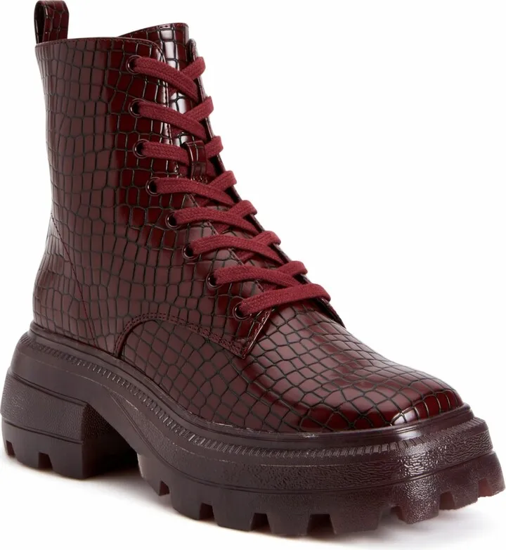 Katy Perry Women's The Geli Combat Square Toe Lug Sole Boots Women's Shoes