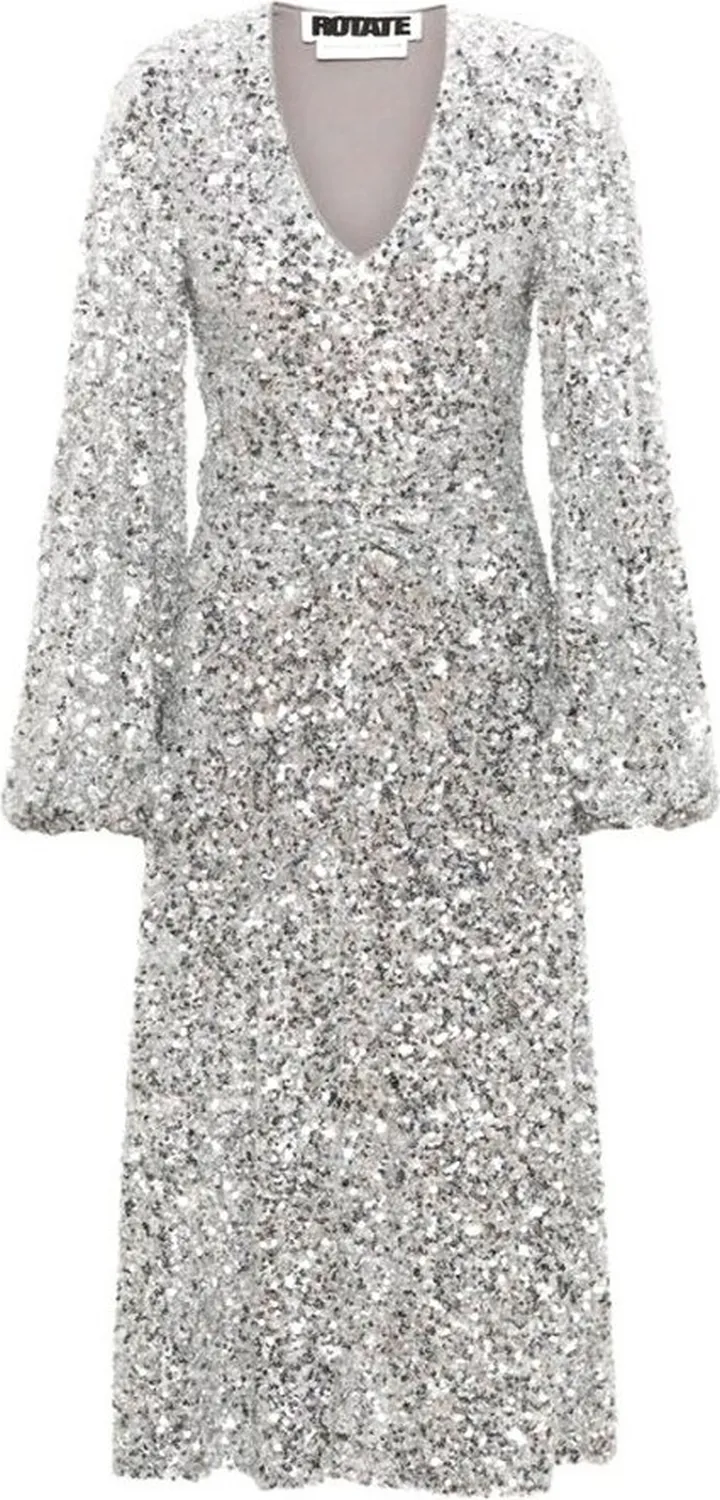 ROTATE Birger Chirstensen V-Neck Midi Dress