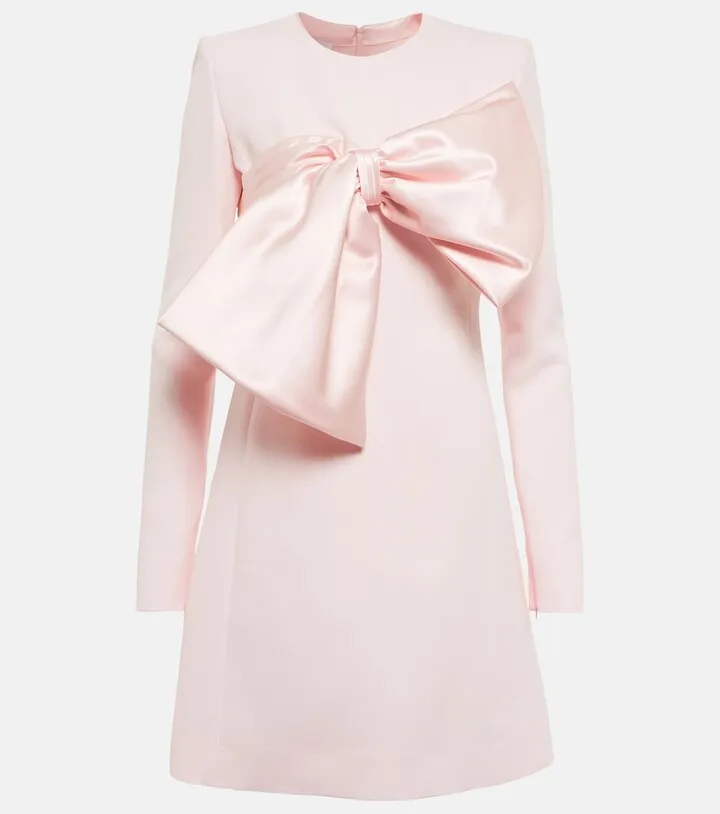 Bow-detail crepe minidress