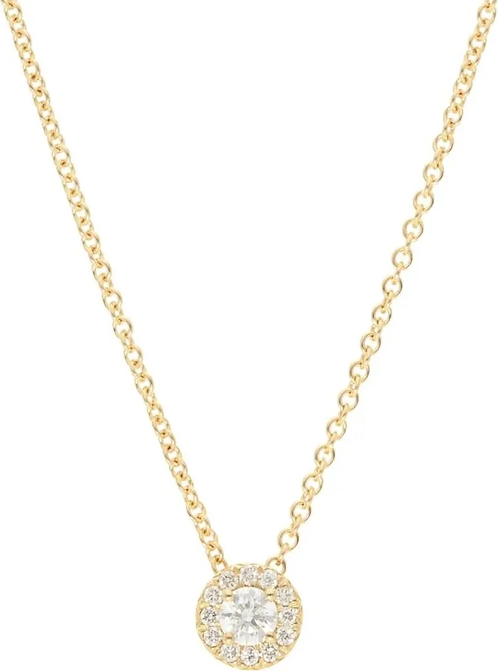 14K Yellow Gold & Solitaire Diamond Pendant Necklace