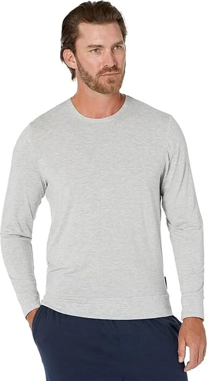Calvin Klein Underwear Eco Pure Modal Lounge Long Sleeve Sweatshirt (Grey Heather) Men's Clothing
